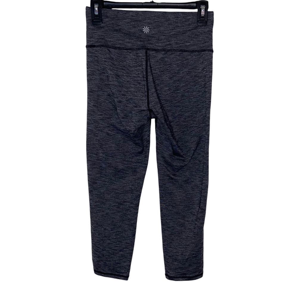 Athleta Chaturanga Crop Legging Small Black Gray Heathered Striped Athletic Yoga